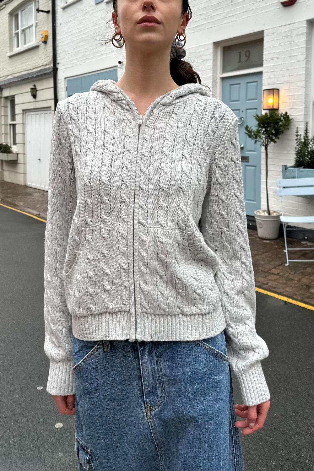 Ayla Cable Knit Zip-Up Sweater - Image 5